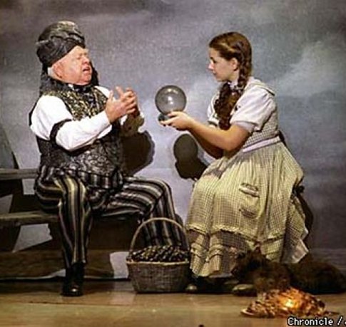 Mickey Rooney on stage as Professor Marvel